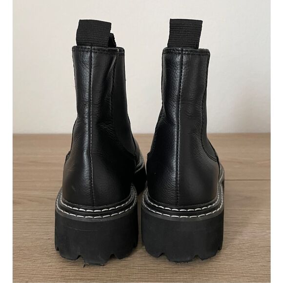 Dolce Vita Chelsea Boots Women 6.5 Black Leather Lug Sole Ankle‎ Pull On Chunky - Picture 3 of 7